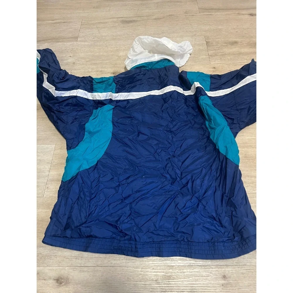 Macgregor Windbreaker Nylon Jacket With Hood Size L‎ 90s Vtg Blue Mens Golf